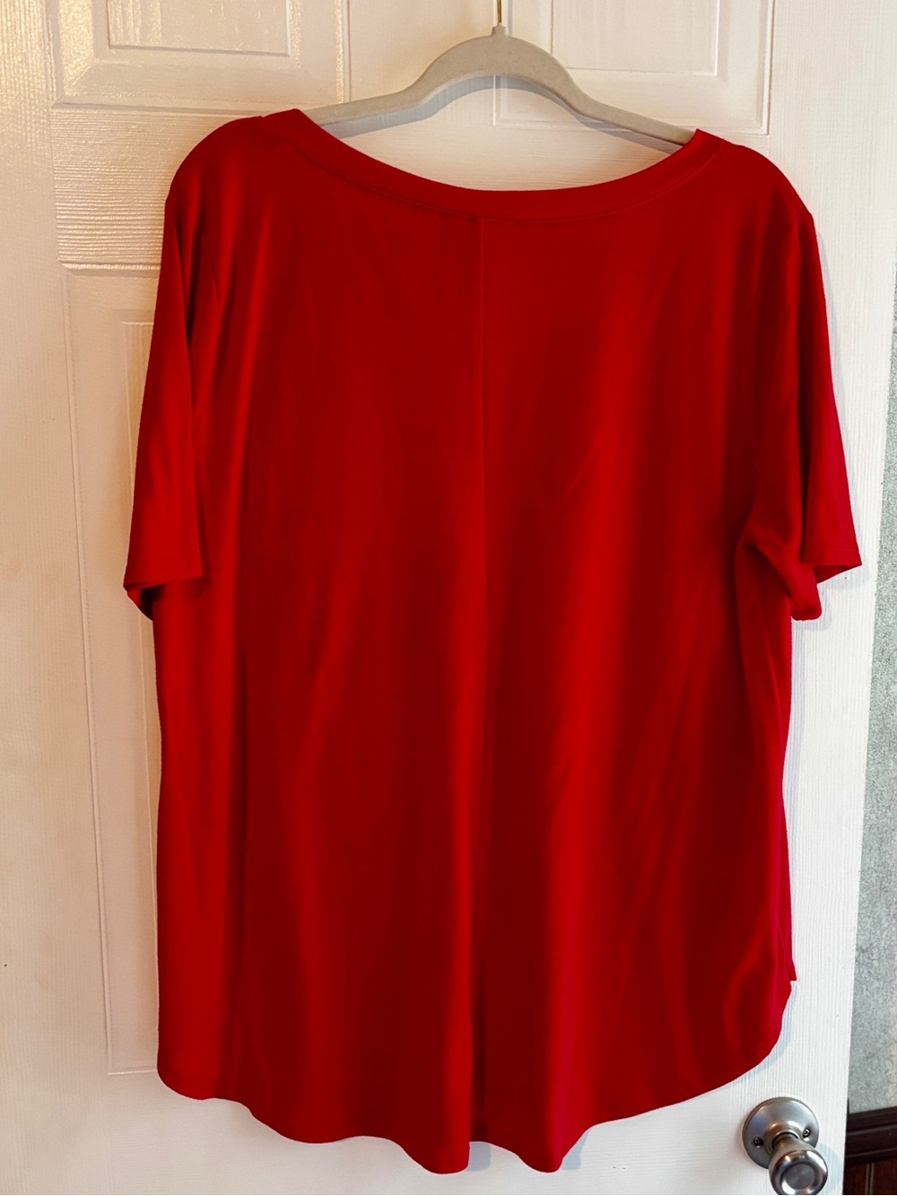 Zenana 1X Red V-Neck Top Leopard Print Pocket Stretch Short Sleeve Blouse - Picture 2 of 9
